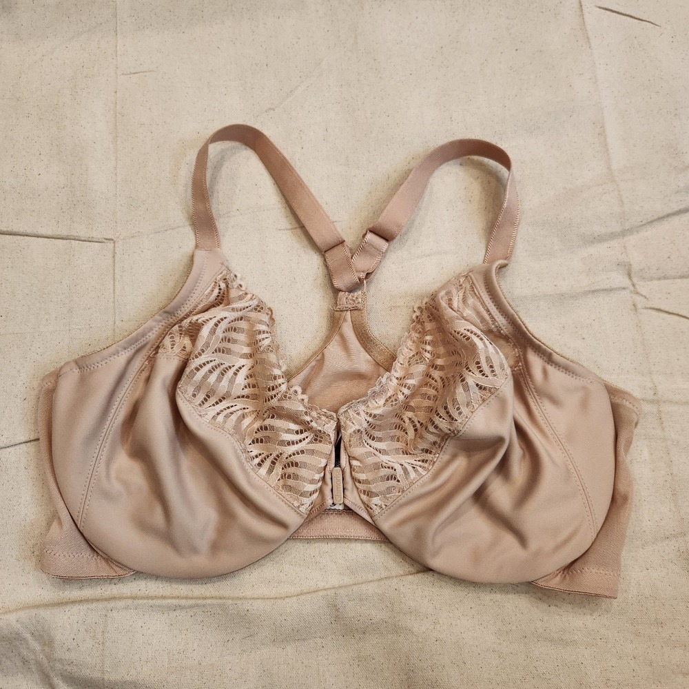 New Glamorise Women's Plus Size 1246 Front Closure Wirefree Bra 42DD Nude Beige
